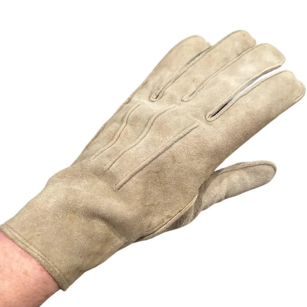 Mid Century Gemsco Taupe Suede Driving Gloves Size 7.5